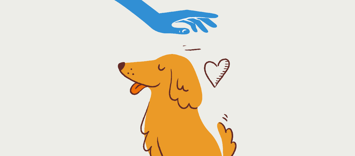 Dog and human hand illustration